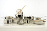 Batterie de cuisine Alessi Pots&Pans 7 pièces tout inox 18/10 design par Jasper Morrison