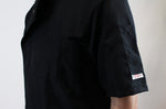 Veste de cuisine unisexe Egochef Ottavio Air Plus noire 100% microfibre à manches courtes