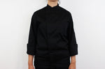 Veste de cuisine unisexe Egochef Cheap Air Plus noire polyester et coton à manches longues