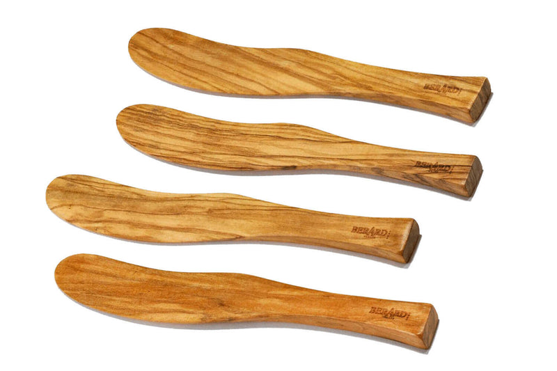Set de 4 tartineurs courbes Bérard fait main en olivier 17,5cm