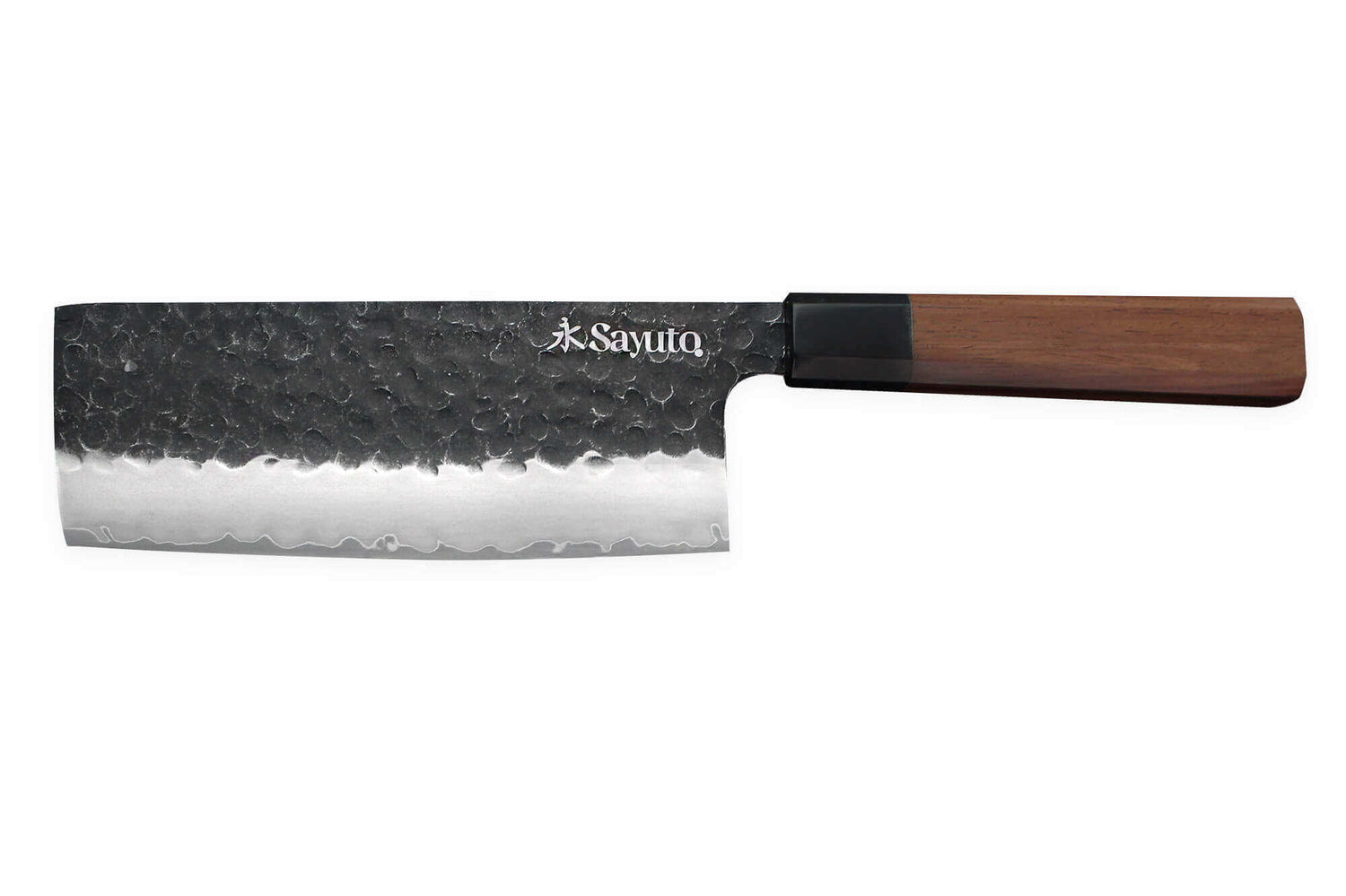 Couteau nakiri Sayuto Séquoia San Mai martelé 17cm
