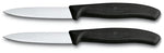 2 Couteaux d'office Victorinox noirs lames 8cm pointe milieu