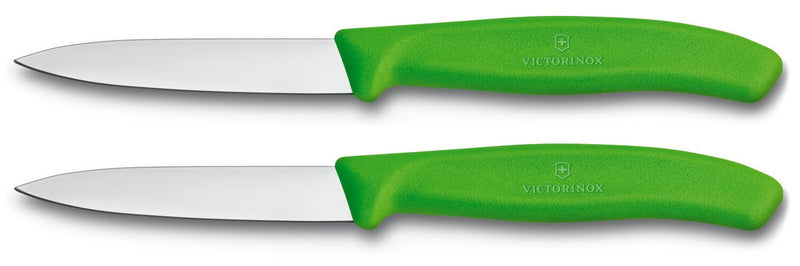 2 Couteaux d'office Victorinox verts lame 8cm pointe milieu