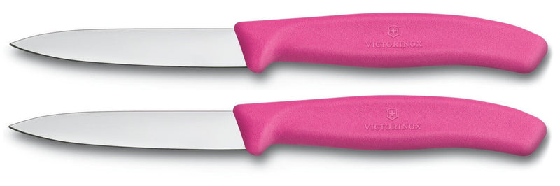 2 Couteaux d'office Victorinox roses lame 8cm pointe milieu