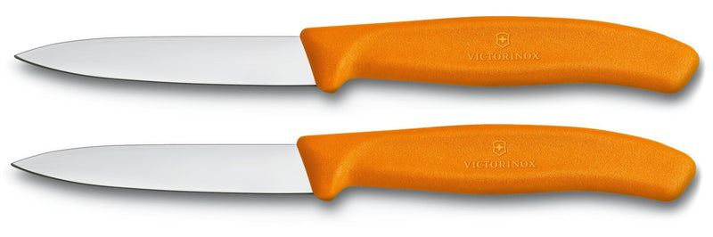 2 Couteaux d'office Victorinox oranges lame 8cm pointe milieu