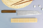Couteau kiritsuke japonais artisanal Wusaki Unagi AUS10 damas 24cm manche chêne