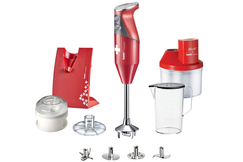 Coffret Bamix SuperBox couleur Rouge - Bamix SwissLine + SliceSy et accessoires