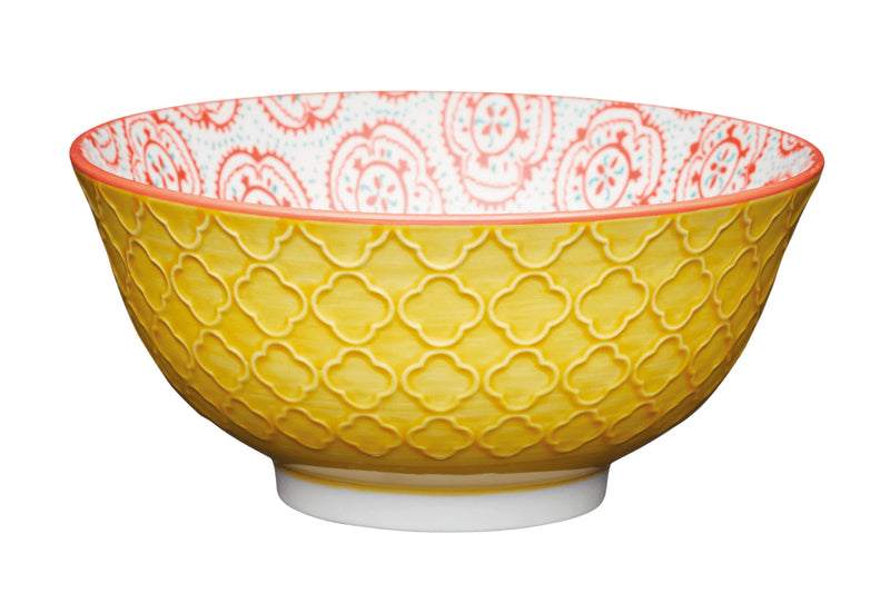 Bol en grès émaillé KitchenCraft motif floral jaune et rouge