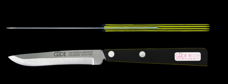 Couteau de table GÜDE Universel 10cm micro-denté manche noir/jaune
