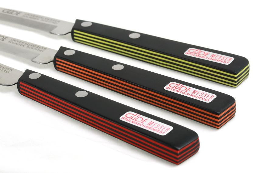 Couteau de table GÜDE Universel 10cm micro-denté manche noir/jaune