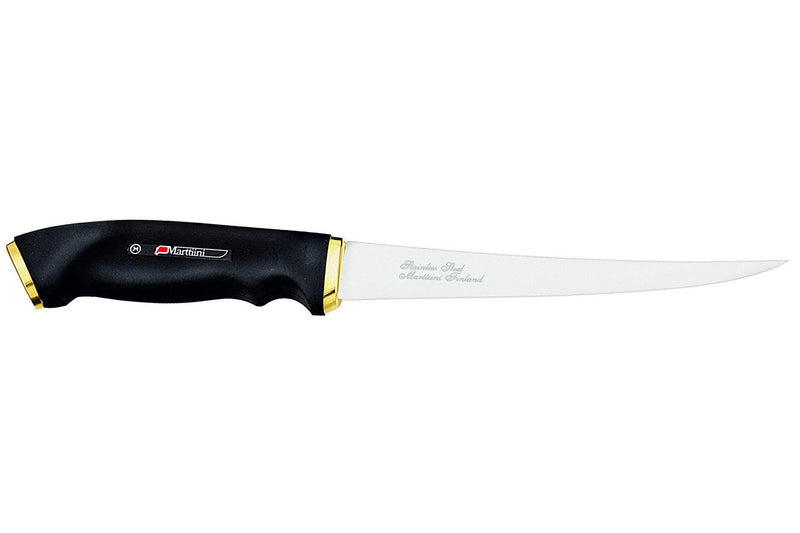 Couteau à filets Marttiini 627015 lame 15cm manche caoutchouc noir + étui