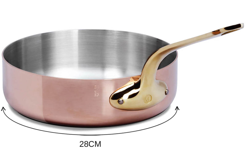 Plat à sauter en cuivre inox Mauviel M'Héritage 200B tous feux sauf induction - 28cm