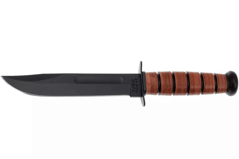 Couteau KA-BAR USMC Fighter 1217 lame carbone 17,8cm manche cuir + étui en cuir