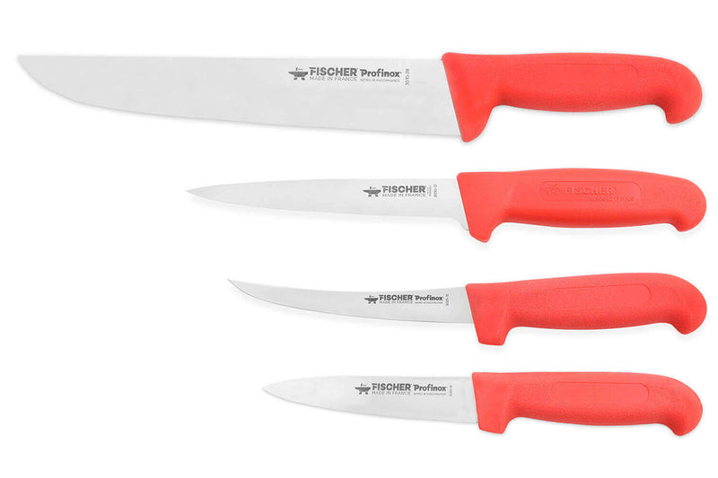 Set professionnel Fischer Profinox 4 couteaux acier inox spécial bouchers