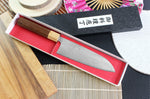 Couteau santoku japonais Tsunehisa SLD Damas bois de rose 16,5cm