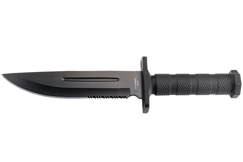 Couteau Herbertz 109118 lame semi-dentée 18,2cm manche polymère noir + étui