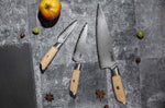 Coffret 3 couteaux Fukito Pakka San Mai Chef + Universel + Office