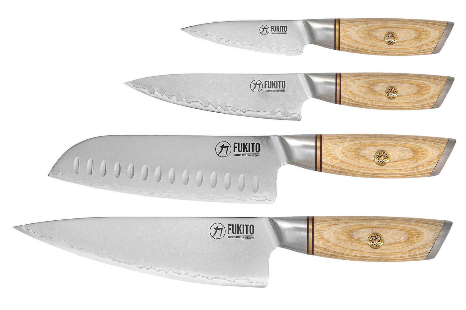 Mallette 4 couteaux de cuisine Fukito Pakka San Mai