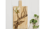 Planche de service en chêne Selbrae House 50x25x2cm avec poignée - Motif cerf