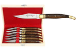 Coffret cadeau de 6 couteaux de table Laguiole Bougna manches en bois
