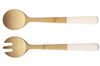 Couverts à salade Pebbly 29cm en bambou manche blanc