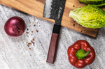Couteau nakiri Sayuto Séquoia San Mai martelé 17cm
