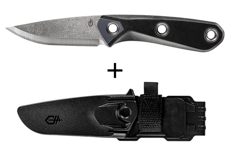 Couteau Gerber Principle Black GE001659 lame en acier 7,8cm manche caoutchouc + étui en kydex noir