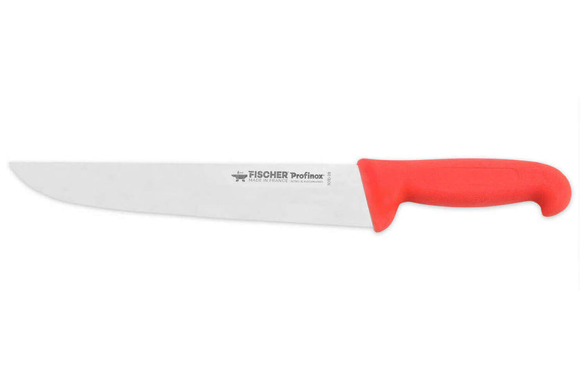 Couteau de boucher professionnel Fischer HACCP Profinox 20 cm manche rouge