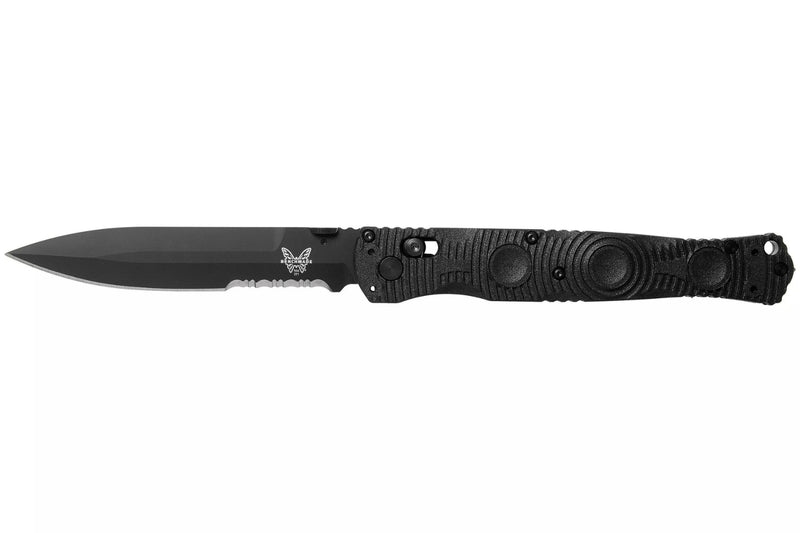Couteau pliant Benchmade Socp Tactical Folder 391SBK lame dentelée manche fibre de carbone CF-Elite® 14cm pic brise-vitre