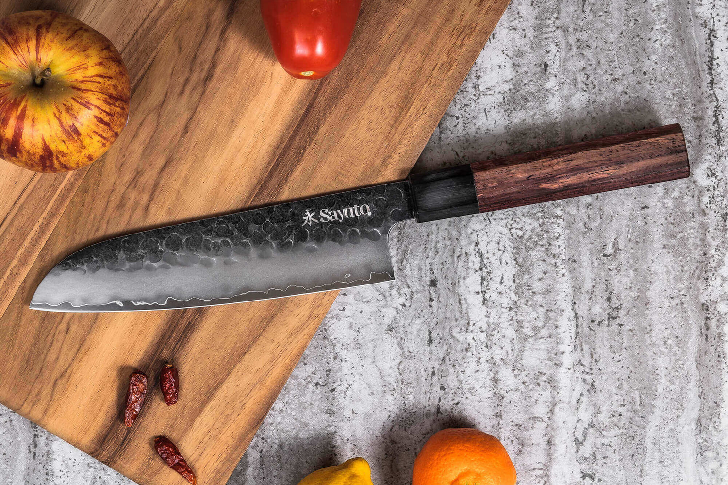 Coffret 2 couteaux Sayuto Séquoia San Mai Santoku + Office