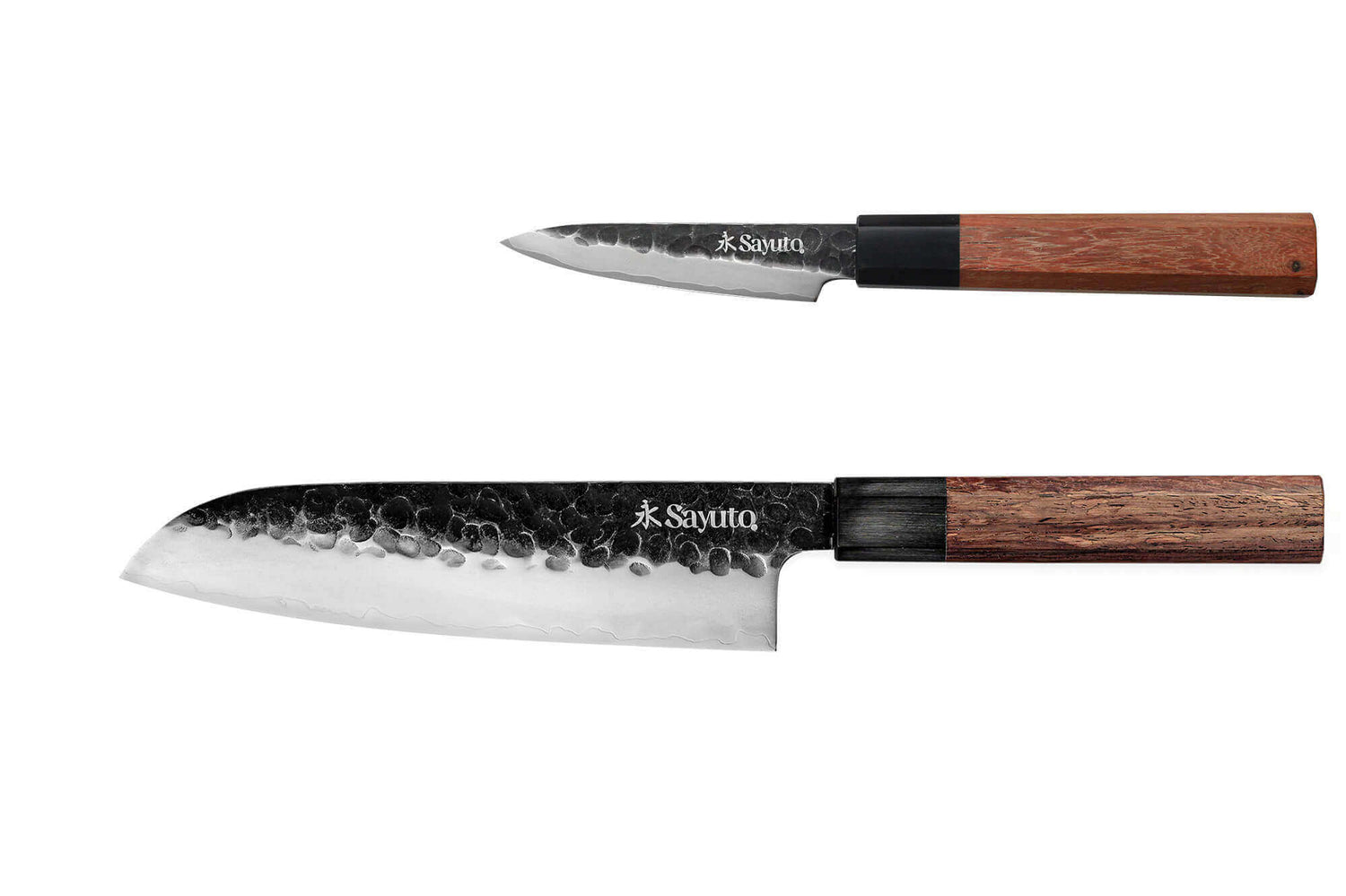 Coffret 2 couteaux Sayuto Séquoia San Mai Santoku + Office