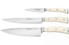 Coffret 3 couteaux Wüsthof Classic Ikon blanc forgés - office 9cm + tranchelard 20cm + chef 20cm