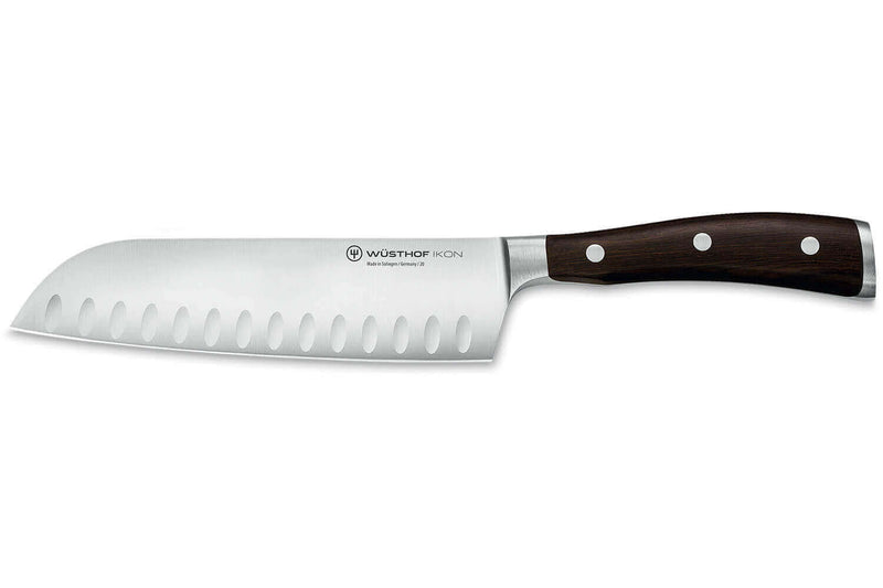 Couteau santoku Wüsthof Ikon forgé 17cm alvéolé en bois de grenadille