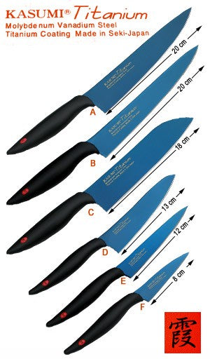 Couteau à découper Kasumi Titanium bleu lame 20cm