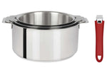 Set de 3 casseroles Cristel Mutine Amovible en inox 16 à 20cm - Poignée couleur incluse - Framboise