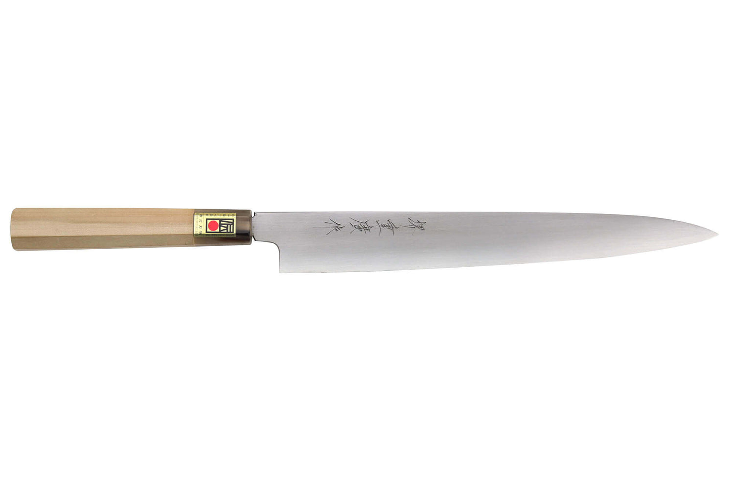 Couteau sujihiki japonais artisanal Kasahara Shigehiro forgé par Yoshikazu Ikeda 27cm