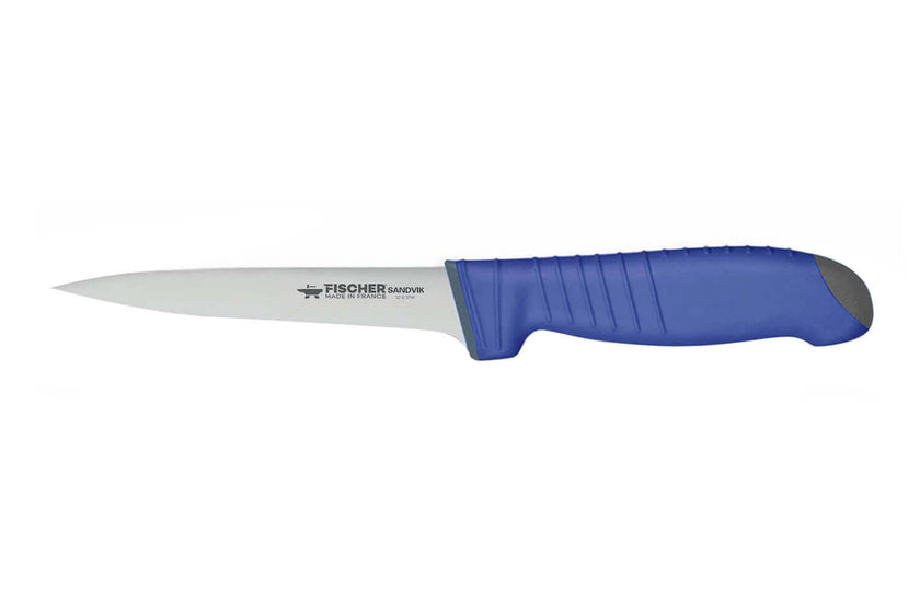 Couteau à désosser lame usée semi-flexible 14 cm Fischer SWE-STEEL manche bleu