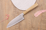Couteau santoku japonais artisanal Kasahara Shigehiro forgé par Yoshikazu Ikeda 16,5cm