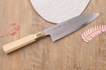Couteau santoku japonais artisanal Kasahara Shigehiro forgé par Yoshikazu Ikeda 18cm