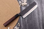 Couteau nakiri japonais artisanal Nao Yamamoto Damas AS brut de forge 16,5cm