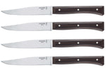Coffret 4 couteaux de table Opinel Facette manche frêne sombre lame 11cm inox lisse
