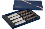 Coffret 4 couteaux de table Opinel Facette manche frêne sombre lame 11cm inox lisse