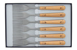 Coffret 6 fourchettes de table Nontron 87601 manche buis pyrogravé 10cm