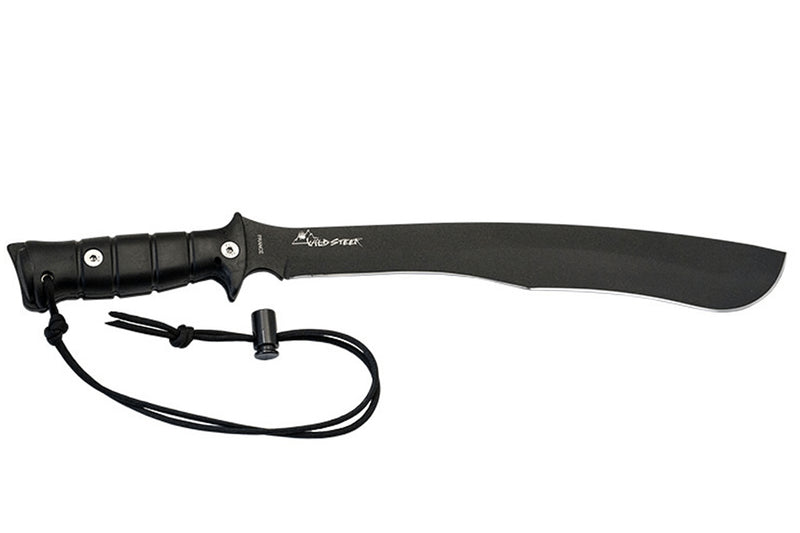 Machette kukri Wildsteer W Tiger WTIG3113N 45cm lame noire manche Kraton noir + étui en nylon