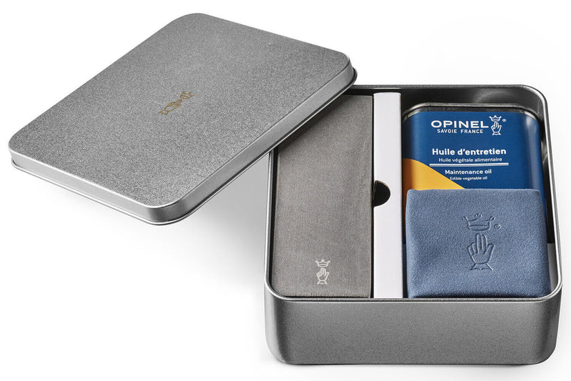 Kit d'entretien pour couteaux Opinel pierre + huile + chiffon microfibre