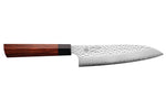 Couteau santoku japonais Kanetsugu Heptagon Uto martelé 17cm