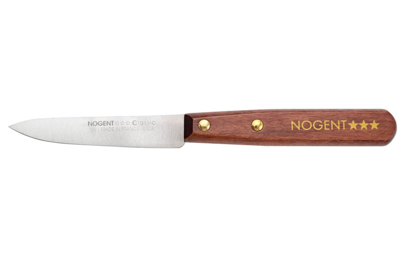 Couteau d'office Nogent Classic en bois de charme teinte merisier lame 9cm