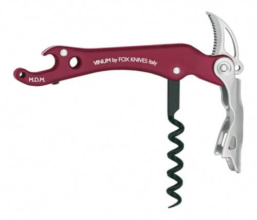 Tire bouchon VINUM Fox Knives 12cm alu anodisé bordeaux