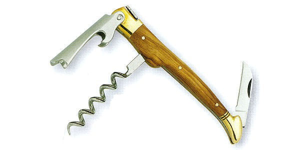 Tire bouchon Laguiole Arbalète G. David 3 pièces manche olivier laiton 12cm