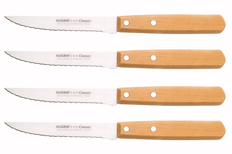 Coffret 4 couteaux à steak Nogent Les Basiques manche en bois de hêtre